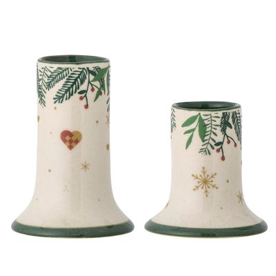 Bougeoirs et photophores - Grazia Bougeoir, Verte, Grès Set of 2 - BLOOMINGVILLE MULTIBRAND HOUSE