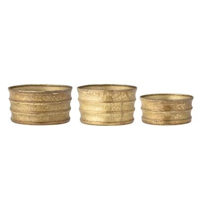 Flower pots - Lucilla Flowerpot, Gold, Metal Set of 3 - BLOOMINGVILLE MULTIBRAND HOUSE