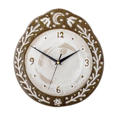 Clocks - Olena Wall Clock, Brown, Stoneware  - BLOOMINGVILLE