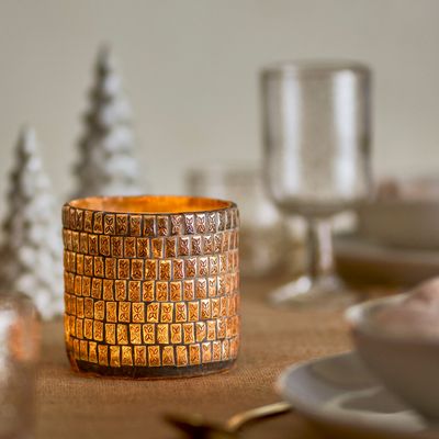 Bougeoirs et photophores  - Federika Photophore, Or, Verre recyclé  - BLOOMINGVILLE MULTIBRAND HOUSE