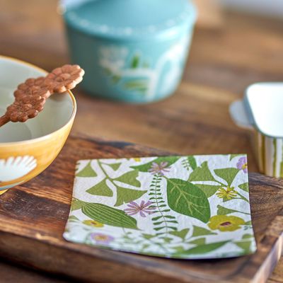 Serviettes - Camelie Serviette, Verte, FSC® Mix, Papier Pack of 20 - CREATIVE COLLECTION