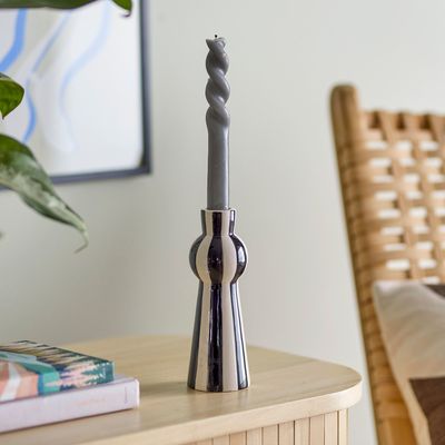 Bougeoirs et photophores  - Eja Bougeoir, Noir, Grès  - BLOOMINGVILLE MULTIBRAND HOUSE