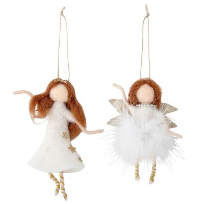 Guirlandes et boules de Noël - Liuka Bibelot, Blanc, Laine Set of 2 - BLOOMINGVILLE MULTIBRAND HOUSE