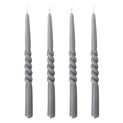 Candles - Twist Candle, Grey, Parafin Pack of 4 - BLOOMINGVILLE MULTIBRAND HOUSE