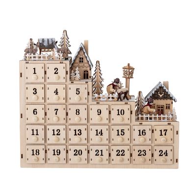 Decorative objects - Richie Calendar w/light, Nature, Plywood - BLOOMINGVILLE MULTIBRAND HOUSE