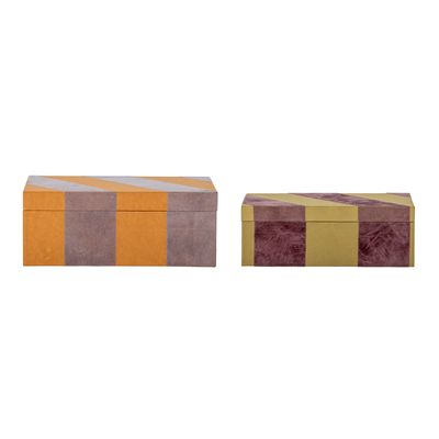Boîtes de rangement  - Samira Boîte avec couvercle, Orange, Papier Set of 2 - BLOOMINGVILLE