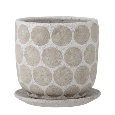 Pots de fleurs - Felan Pot de fleurs déco avec soucoupe, Blanc, Terre cuite - BLOOMINGVILLE MULTIBRAND HOUSE