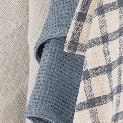 Brushes - Impruneta Kitchen Towel, Blue, Cotton OEKO-TEX® Set of 3 - CREATIVE COLLECTION