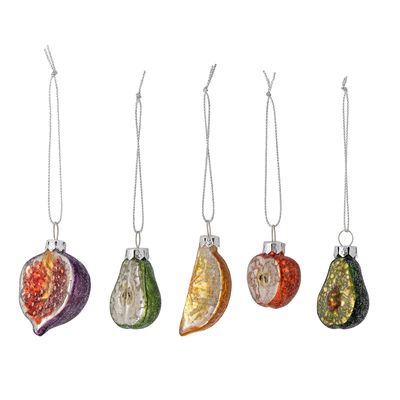 Guirlandes et boules de Noël - Finka Bibelot, Rouge, Verre Set of 5 - BLOOMINGVILLE MULTIBRAND HOUSE