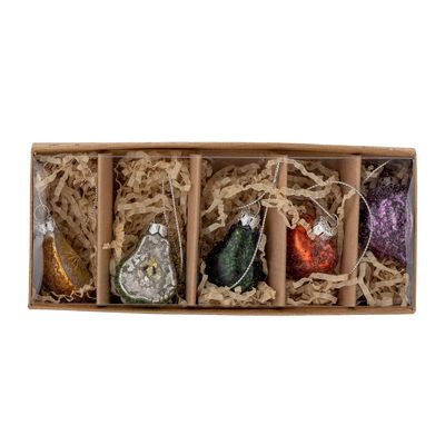 Christmas garlands and baubles - Finka Ornament, Red, Glass Set of 5 - BLOOMINGVILLE MULTIBRAND HOUSE