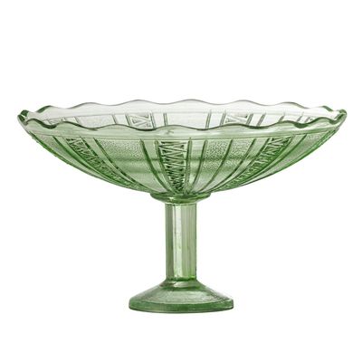 Bowls - Kaddy Pedestal Bowl, Green, Recycled Glass - BLOOMINGVILLE MULTIBRAND HOUSE