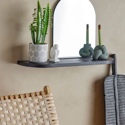 Mirrors - Annlie Mirror w/Shelf, Black, MDF  - BLOOMINGVILLE MULTIBRAND HOUSE