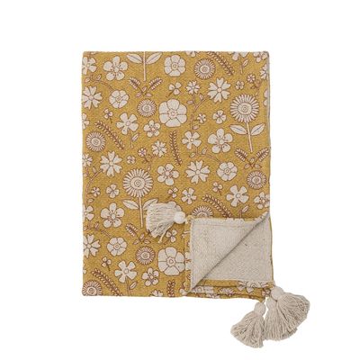 Plaids - Camille Plaid, Jaune, Coton recyclé - BLOOMINGVILLE MINI