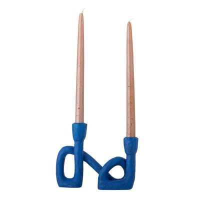 Bougeoirs et photophores  - Mashel Bougeoir, Blue, Polyrésine  - BLOOMINGVILLE MULTIBRAND HOUSE