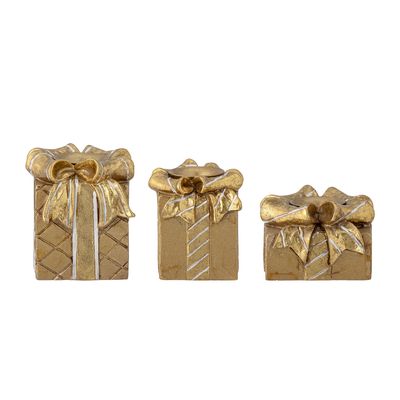 Bougeoirs et photophores  - Halia Bougeoir, Or, Polyrésine Set of 3 - BLOOMINGVILLE MULTIBRAND HOUSE