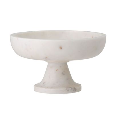 Bowls - Eris Pedestal Bowl, White, Marble - BLOOMINGVILLE MULTIBRAND HOUSE