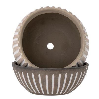 Flower pots - Neliya Flowerpot w/Saucer, Grey, Terracotta  - BLOOMINGVILLE MULTIBRAND HOUSE