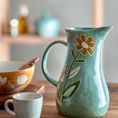 Carafes - Tangier Jug, Green, Stoneware  - CREATIVE COLLECTION
