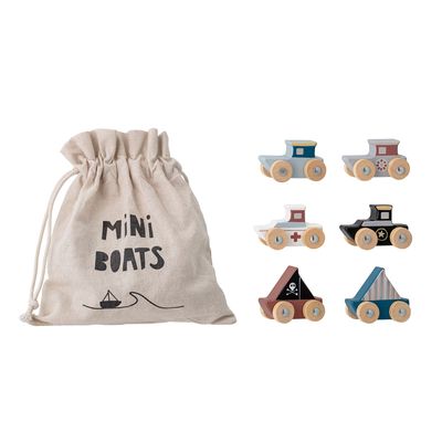 Jouets enfants - Lissen Bateau en jouet, Blue, MDF Set of 6 - BLOOMINGVILLE MINI
