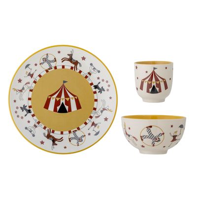 Everyday plates - Cilan Tableware Set, Nature, Stoneware Set of 3 - BLOOMINGVILLE MINI