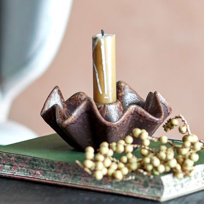 Bougeoirs et photophores  - Rameeza Bougeoir, Marron, Grès  - CREATIVE COLLECTION