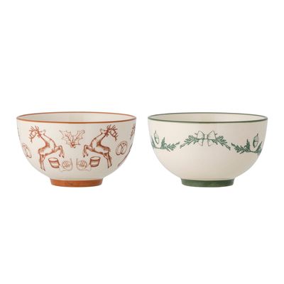 Bowls - Beth Bowl, Red, Stoneware Set of 2 - BLOOMINGVILLE MULTIBRAND HOUSE