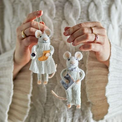 Christmas garlands and baubles - Peo Ornament, White, Wool Set of 2 - BLOOMINGVILLE MULTIBRAND HOUSE