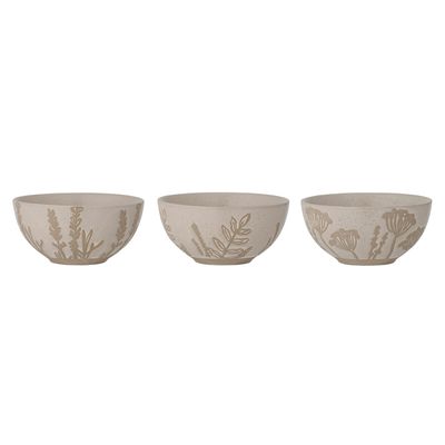 Bowls - Primrose Bowl, Nature, Stoneware Set of 3 - CREATIVE COLLECTION