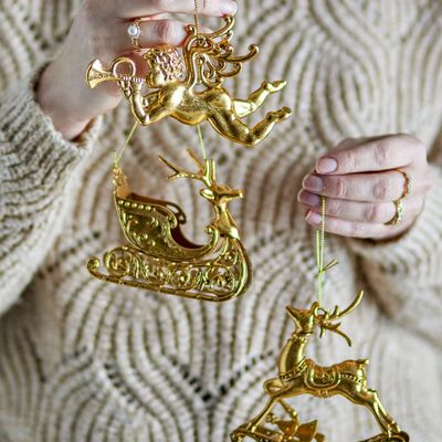 Guirlandes et boules de Noël - Anisa Bibelot, Or, Plastique Set of 3 - BLOOMINGVILLE MULTIBRAND HOUSE