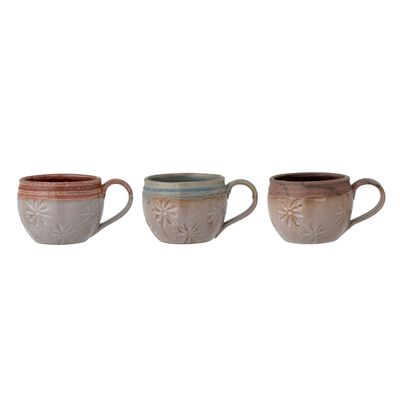 Mugs - Aster Mug, Brown, Stoneware Set of 3 - CREATIVE COLLECTION