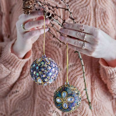 Guirlandes et boules de Noël - Eleanore Bibelot, Blue, Verre Set of 2 - BLOOMINGVILLE MULTIBRAND HOUSE