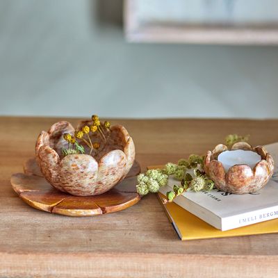 Bougeoirs et photophores  - Reiko Photophore, Marron, Marbre Set of 3 - CREATIVE COLLECTION