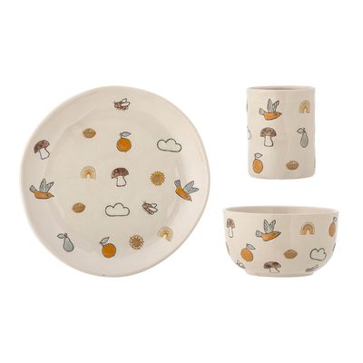 Everyday plates - Agnes Tableware Set, White, Stoneware Set of 3 - BLOOMINGVILLE MINI