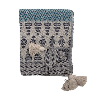 Plaids - Milas Plaid, Blue, Coton recyclé - BLOOMINGVILLE MULTIBRAND HOUSE