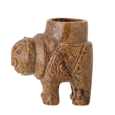 Bougeoirs et photophores  - Novia Photophore, Marron, Pierre ollaire  - BLOOMINGVILLE MULTIBRAND HOUSE