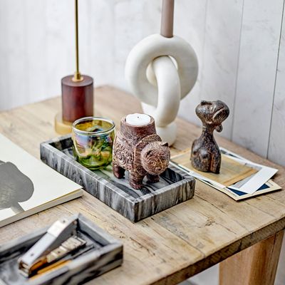 Bougeoirs et photophores  - Novia Photophore, Marron, Pierre ollaire  - BLOOMINGVILLE MULTIBRAND HOUSE