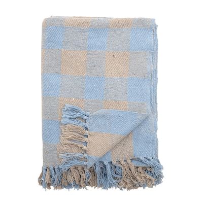 Throw blankets - Largs Throw, Blue, Recycled Cotton  - CREATIVE COLLECTION
