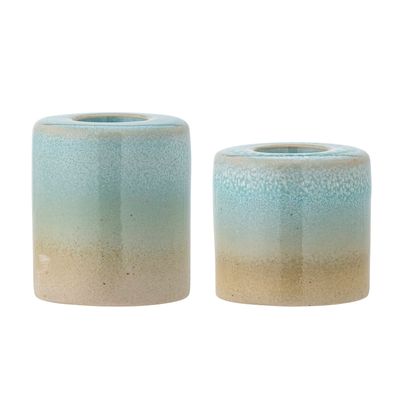Candlesticks and candle holders - Safie Candle Holder, Green, Stoneware Set of 2 - BLOOMINGVILLE MULTIBRAND HOUSE