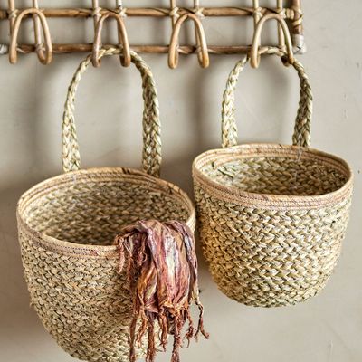 Shopping baskets - Amia Wall Basket, Nature, Seagrass Set of 2 - BLOOMINGVILLE MULTIBRAND HOUSE