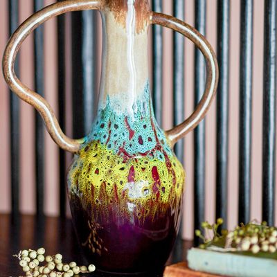 Vases - Mahnoor Vase, Brown, Stoneware  - CREATIVE COLLECTION