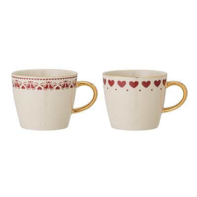 Mugs - Jolly Mug, Red, Stoneware Set of 2 - BLOOMINGVILLE