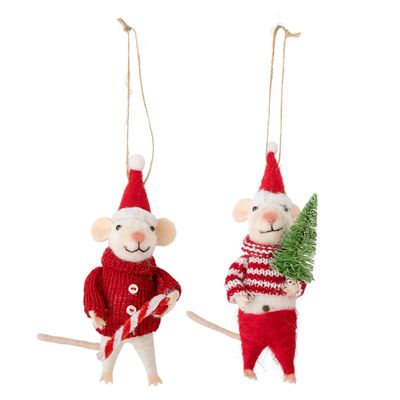 Christmas garlands and baubles - Peo Ornament, Red, Wool Set of 2 - BLOOMINGVILLE