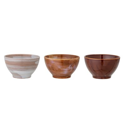 Bowls - Lotus Bowl, Brown, Stoneware Set of 3 - CREATIVE COLLECTION
