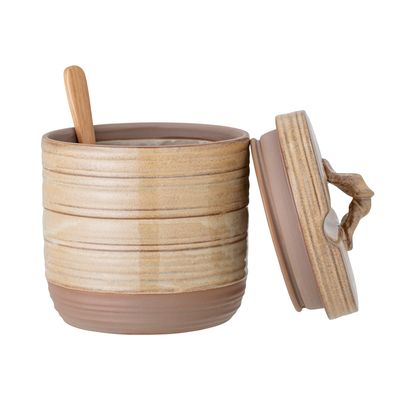 Food storage - Moss Jar w/Lid & Spoon, Nature, Stoneware Set - CREATIVE COLLECTION