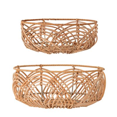 Shopping baskets - Anton Bread Basket, Nature, Rattan Set of 2 - BLOOMINGVILLE