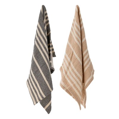 Brushes - Maci Kitchen Towel, Brown, Cotton Set of 2 - CREATIVE COLLECTION