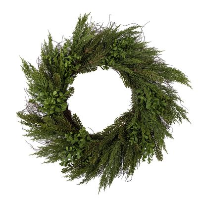 Floral decoration - Lenra Wreath, Green, Plastic  - BLOOMINGVILLE