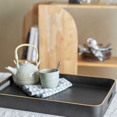 Couverts & ustensiles de cuisine - Leyton Plateau de service, Noir, Chêne  - BLOOMINGVILLE MULTIBRAND HOUSE