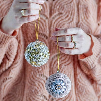 Christmas garlands and baubles - Eleanore Ornament, Rose, Glass Set of 2 - BLOOMINGVILLE MULTIBRAND HOUSE