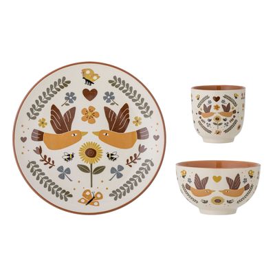 Everyday plates - Bryn Tableware Set, Nature, Stoneware Set of 3 - BLOOMINGVILLE MINI